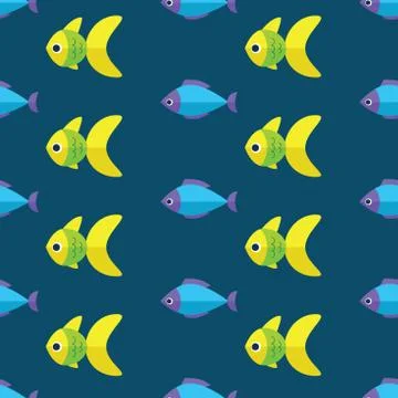 Vector seamless fish pattern. Ocean or aquarium background Stock Illustration