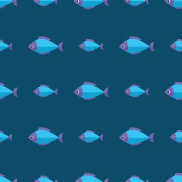 Vector seamless fish pattern. Ocean or aquarium background Stock Illustration
