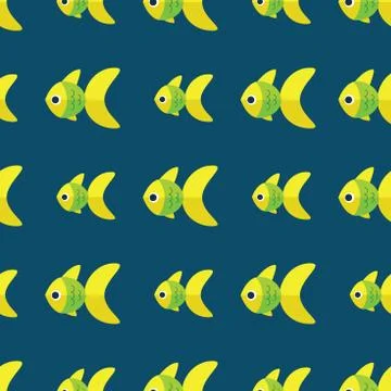 Vector seamless fish pattern. Ocean or aquarium background Stock Illustration