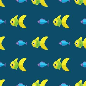 Vector seamless fish pattern. Ocean or aquarium background Stock Illustration