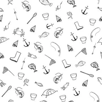 Vector seamless fishing pattern which Stock Illustration