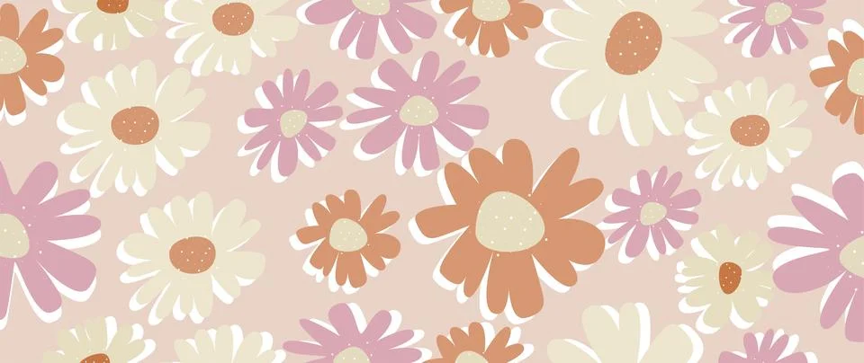 Vector seamless flat background. Simple abstract floral pattern. Ideal as a Ilustração Stock