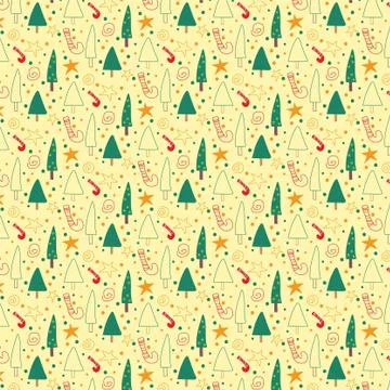 Vector seamless flat pattern of Happy New Year and Christmas Day Stock Illustration