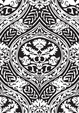 Vector seamless floral antique pattern with interlacing ribbons Stock Illustration