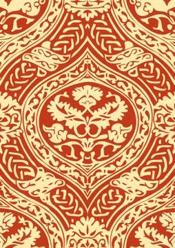 Vector seamless floral antique pattern with interlacing ribbons Stock Illustration