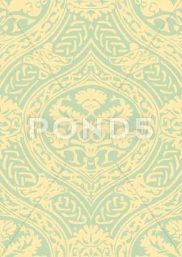 Vector seamless floral antique pattern with interlacing ribbons Stock Illustration