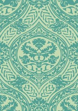 Vector seamless floral antique pattern with interlacing ribbons Illustrazione stock