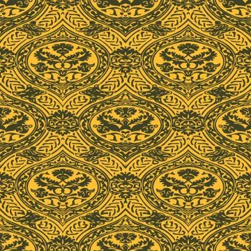 Vector seamless floral antique pattern with interlacing ribbons Illustrazione stock