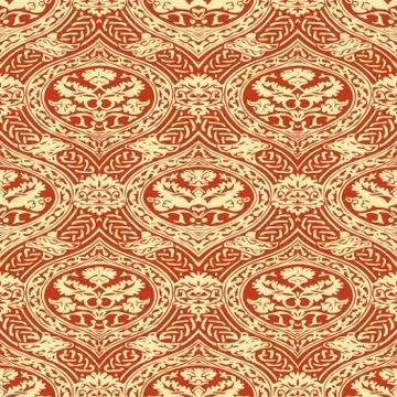 Vector seamless floral antique pattern with interlacing ribbons Stock Illustration