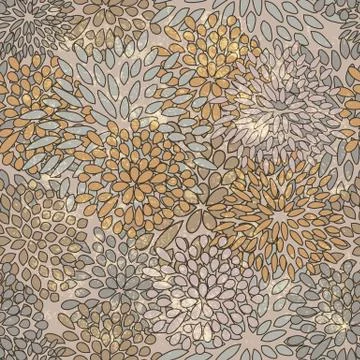 Vector seamless floral background on grunge background Stock Illustration