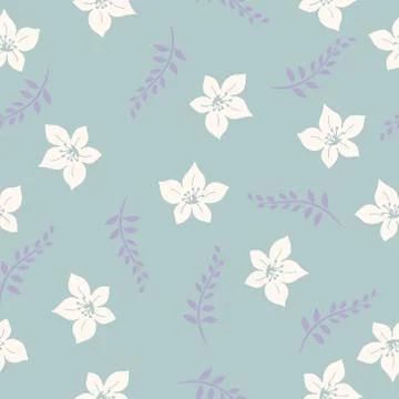 Vector seamless floral background with lily flowers, light floral pattern design Stock Illustration