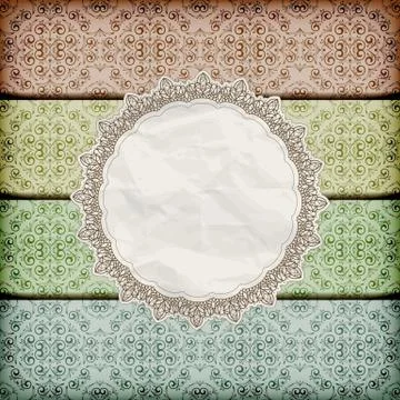 Vector seamless floral borders abd napkin with lace and  crumpled   paper tex Stock Illustration