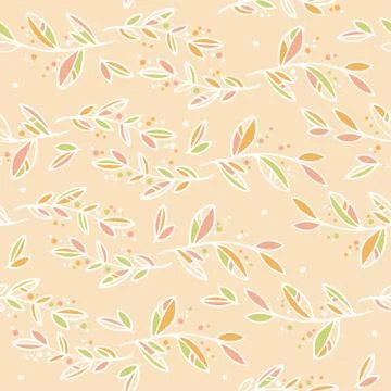 Vector seamless floral cute pattern with leaves and branches Stock Illustration