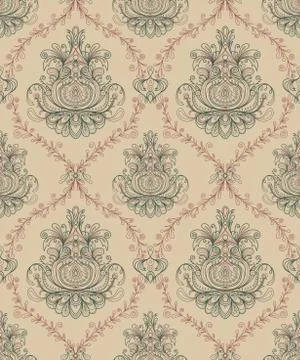 Vector seamless floral damask pattern. Rich ornament, old Damascus style. Roy Illustrazione stock