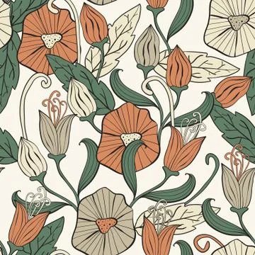 Vector seamless floral funky pattern Stock Illustration