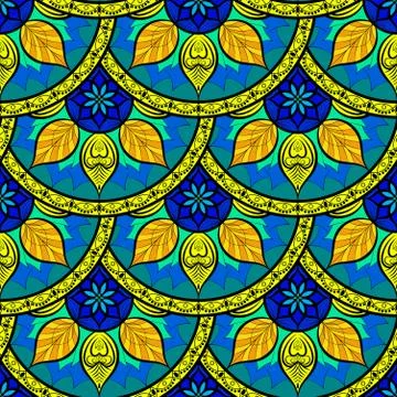 Vector Seamless Floral Mandala Pattern Stock Illustration