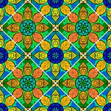 Vector Seamless Floral Mandala Pattern Stock Illustration