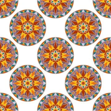 Vector Seamless Floral Mandala Pattern Stock Illustration