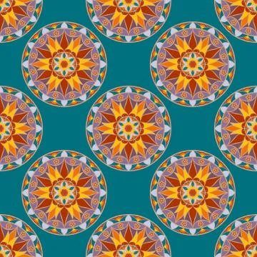 Vector Seamless Floral Mandala Pattern Stock Illustration