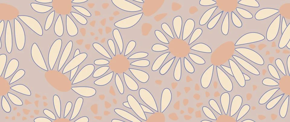 Vector seamless floral pattern. Abstract daisies on a pink background. Modern Stockillustratie