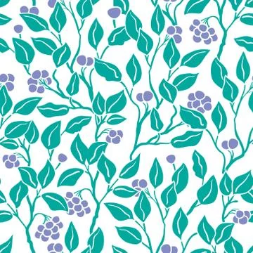 Vector Seamless Floral Pattern. Art Deco vintage pattern with green leaves. Hand イラスト素材