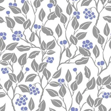 Vector Seamless Floral Pattern. Art Deco vintage pattern with  silver leaves Stock Illustration