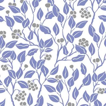 Vector Seamless Floral Pattern. Art Deco vintage pattern with blueleaves. Hand Stock Illustration
