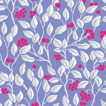 Vector Seamless Floral Pattern. Art Deco vintage pattern with silver leaves Illustrazione stock
