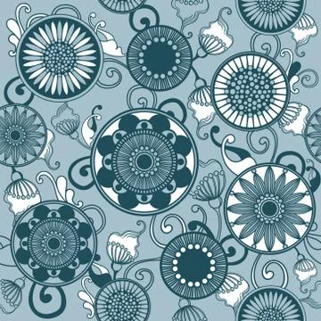 Vector seamless floral pattern. Background with flowers and leaves. Stock Illustration