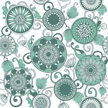Vector seamless floral pattern. Background with flowers and leaves. Stock Illustration