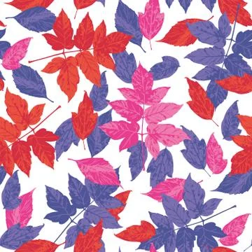 Vector seamless floral pattern. Background with autumn leaves. Stock Illustration