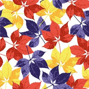 Vector seamless floral pattern. Background with autumn leaves. Illustrazione stock