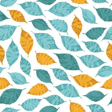 Vector seamless floral pattern. Background with autumn leaves. Stock Illustration