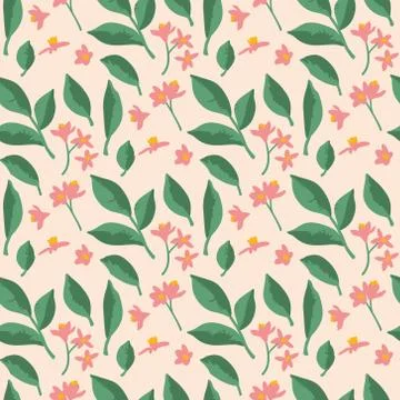 Vector seamless floral pattern. Background with flowers and leaves. Stock Illustration