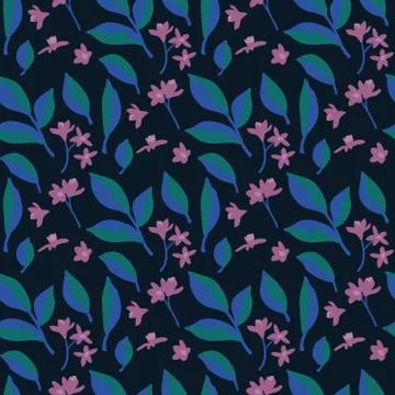 Vector seamless floral pattern. Background with flowers and leaves. Stock Illustration