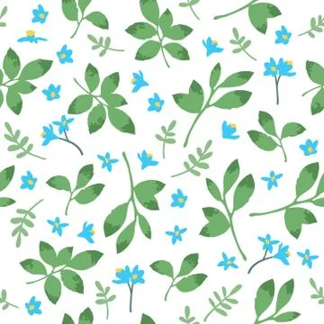 Vector seamless floral pattern. Background with flowers and leaves. Stock Illustration