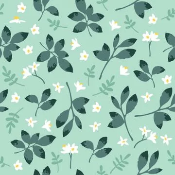 Vector seamless floral pattern. Background with flowers and leaves. Stock Illustration