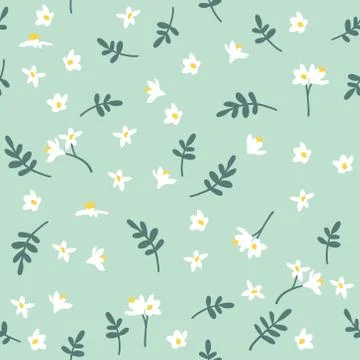 Vector seamless floral pattern. Background with flowers and leaves. Stock Illustration