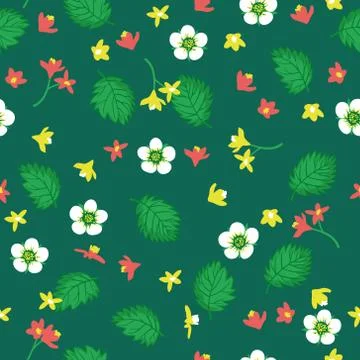 Vector seamless floral pattern. Background with flowers and leaves. Stock Illustration