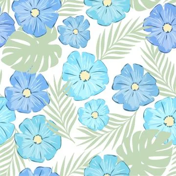 Vector seamless floral pattern with blue flowers Stock-Illustration