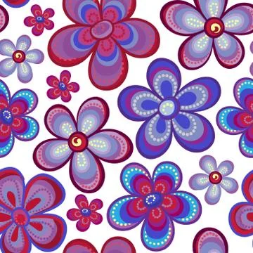 Vector seamless floral pattern in bright multiple colors. Colorful background Stock Illustration