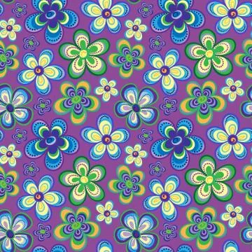 Vector seamless floral pattern in bright multiple colors. Colorful background Stock Illustration
