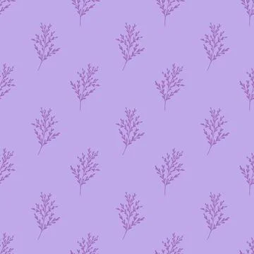Vector seamless floral pattern. Bright elements on a violet background. Stock Illustration