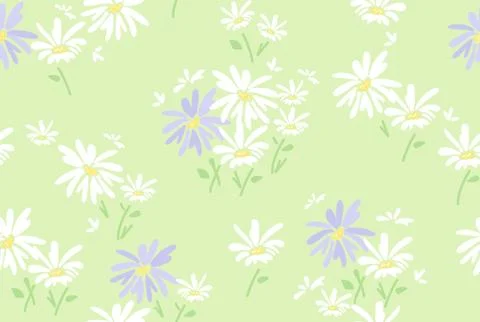 Vector seamless floral pattern with  chamomile flowers Stock Illustration