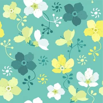 Vector seamless floral pattern with colorful flowers 库存插图