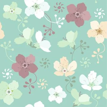 Vector seamless floral pattern with colorful flowers Stock Illustration