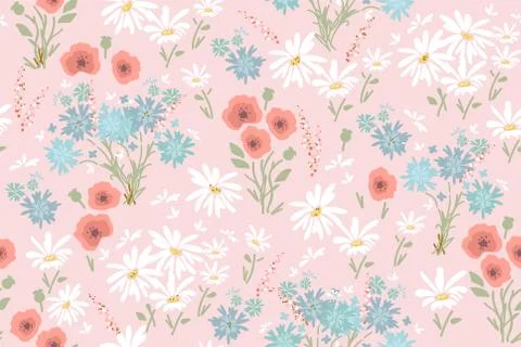Vector seamless floral pattern with colorful flowers Stock-Illustration