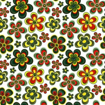 Vector seamless floral pattern in doodle style. Bright pattern with flowers Illustrazione stock