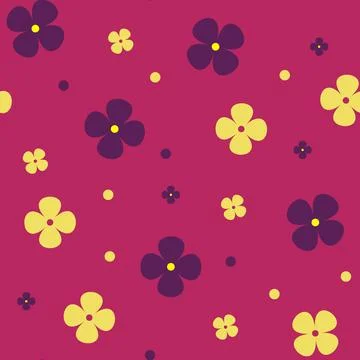 Vector seamless floral pattern with dots and flowers different sizes. 스톡 일러스트