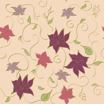 Vector seamless floral pattern with flower, vector drawing illustration. Stockillustratie